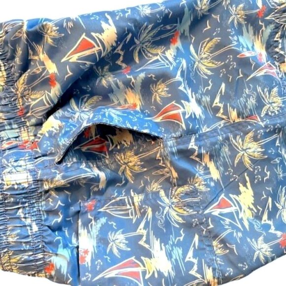 Men's Mondino Pull On Printed Swim Trunks Blue & White w/Pink Sailboats Size S - Picture 4 of 4